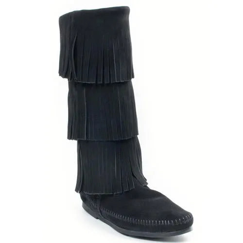 Minnetonka 3-Layer Fringe Boot - Womens Boots Black Regular