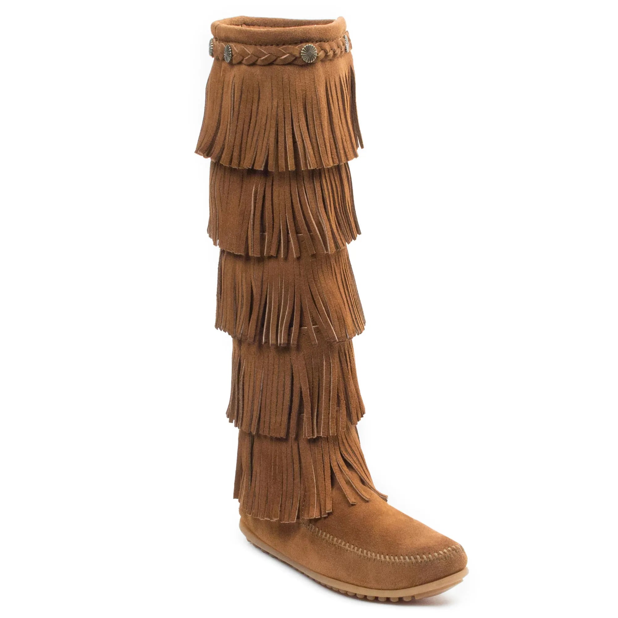 Minnetonka 5-Layer Fringe Boot - Womens Boots Dusty Brown Regular