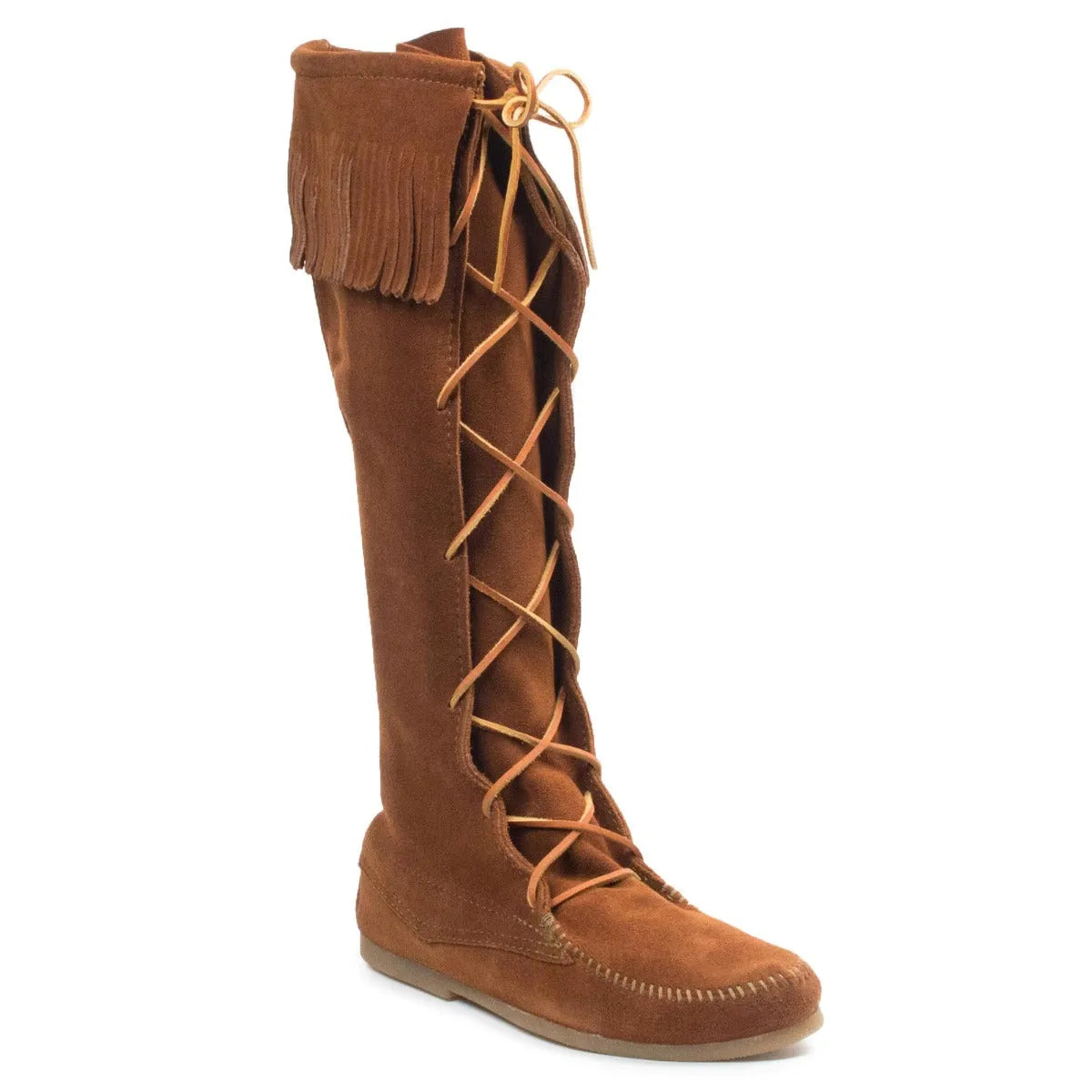 Minnetonka Front Lace Knee High Boot - Mens Boots Brown Regular
