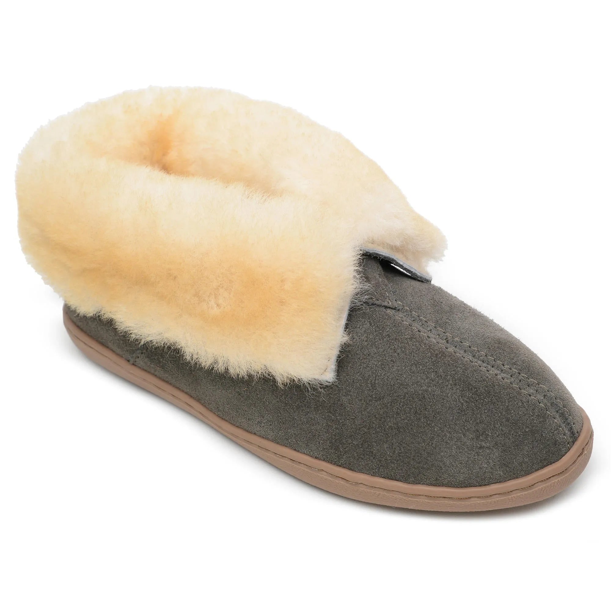 Minnetonka Sheepskin Ankle Boot - Womens Slipper Grey Regular