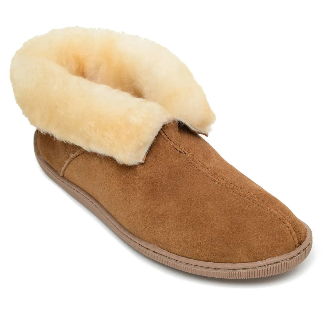 Minnetonka Sheepskin Ankle Boot - Mens Slippers Tan
