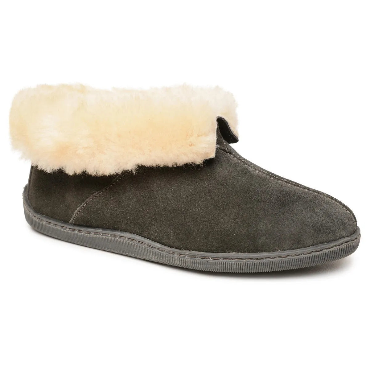 Minnetonka Sheepskin Ankle Boot - Mens Slippers Charcoal Regular