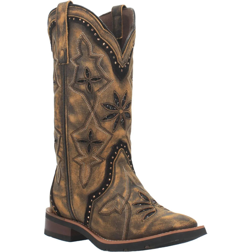 Laredo Bouquet - Womens Leather Cowgirl Boots Honey Regular