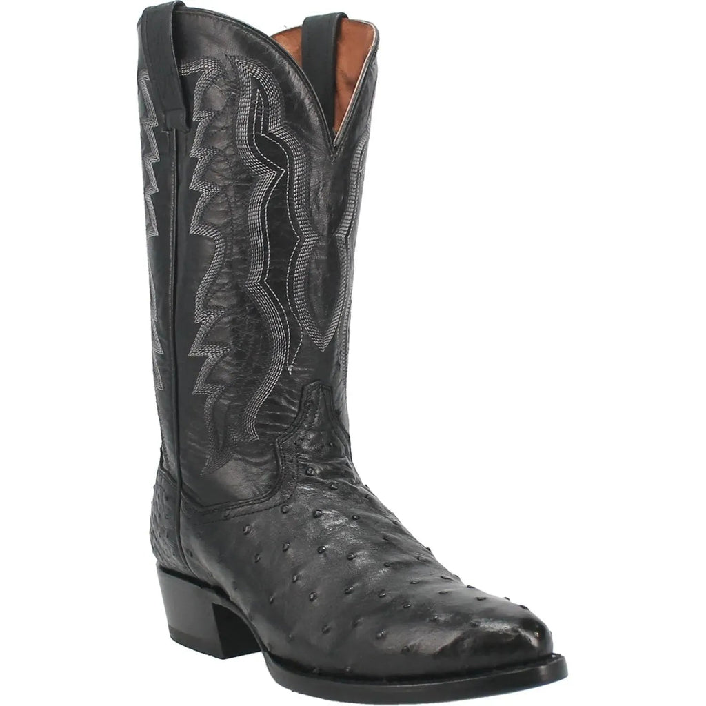 Dan Post Tempe - Mens Ostrich Leather Cowboy Boots Black