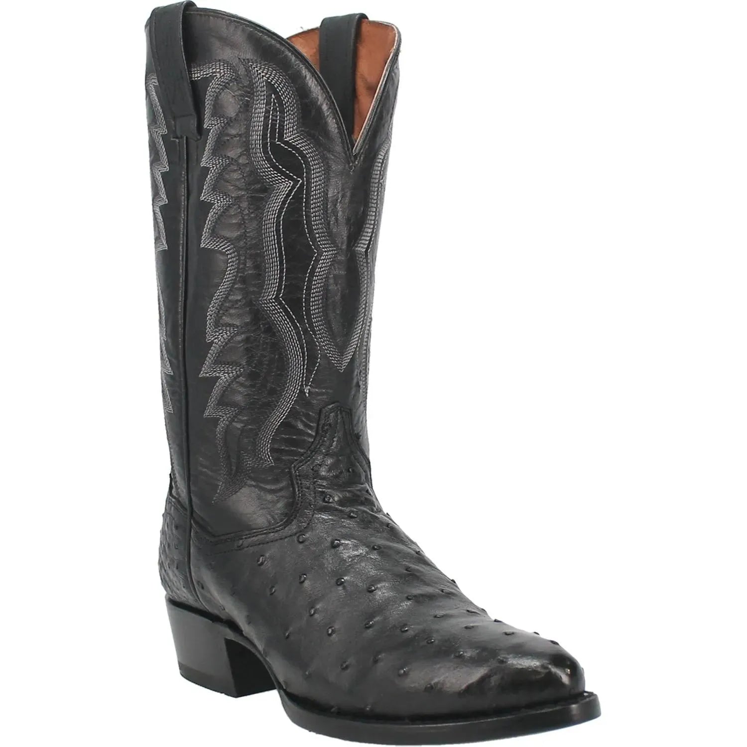 Dan Post Tempe - Mens Ostrich Leather Cowboy Boots Black