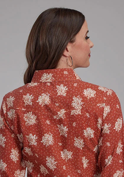Roper 2282 Cream Floral (Orange) - Women's Western Shirt