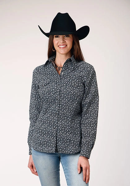 Roper 1889 Floral Print (Black) - Women's Western Shirt Black