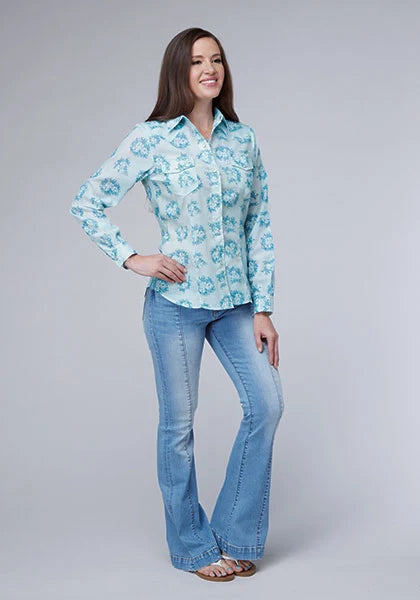 Roper 2066 Floral Print (Blue) - Women's Western Shirt