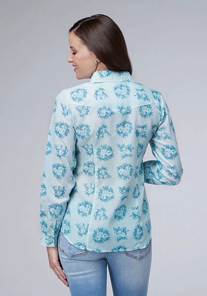 Roper 2066 Floral Print (Blue) - Women's Western Shirt