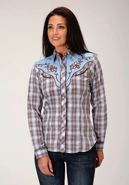 Roper 1634 Fancy Applique (Blue) - Women's Western Shirt Blue