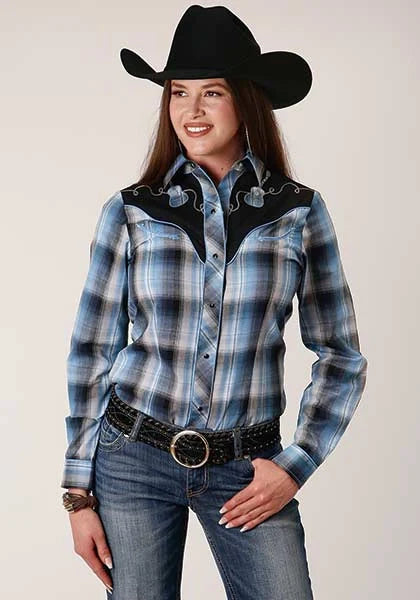 Roper 819 Fancy Applique (Blue) - Women's Western Shirt Blue