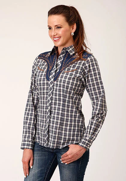 Roper 1709 Small Plaid (Blue) - Women's Western Shirt Blue