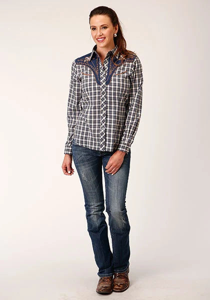 Roper 1709 Small Plaid (Blue) - Women's Western Shirt