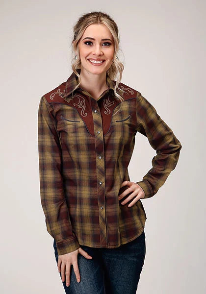 Roper 1205 Fancy Applique (Brown) - Women's Western Shirt Brown