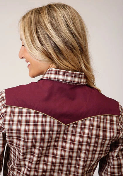 Roper 1207 Small Scale Plaid (Wine) - Women's Western Shirt