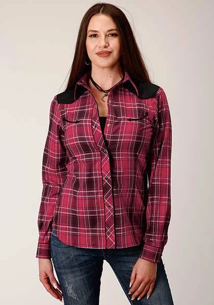 Roper 820 Fancy Yoke Plaid (Red) - Women's Western Shirt Red