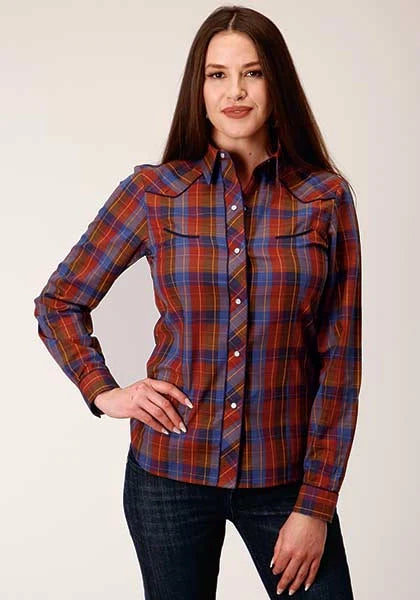 Roper 825 Fancy Yoke Windowpane (Red) - Women's Western Shirt Red