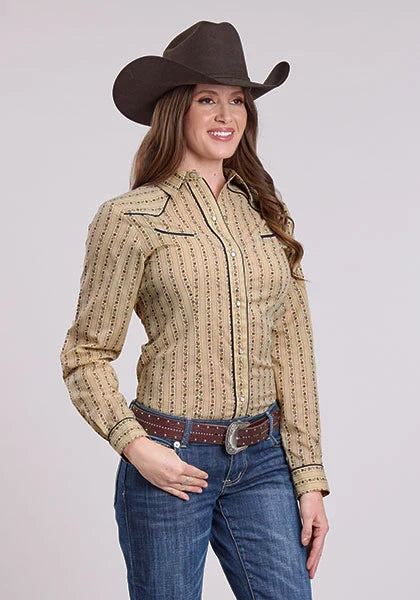 Roper 2661 Wallpaper Floral (Tan) - Women's Western Shirt Tan