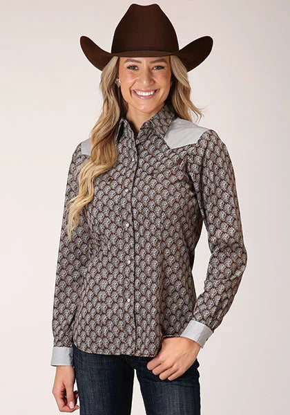 Roper 1199 Teardrop Print (Grey) - Women's Western Shirt Grey
