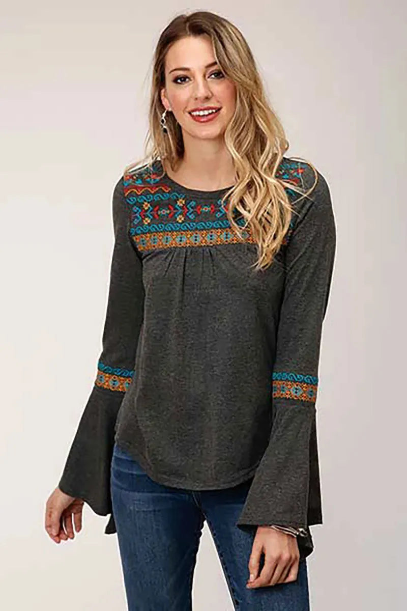 Roper Gypsy Queen Studio West (Grey) - Women's Shirt Grey