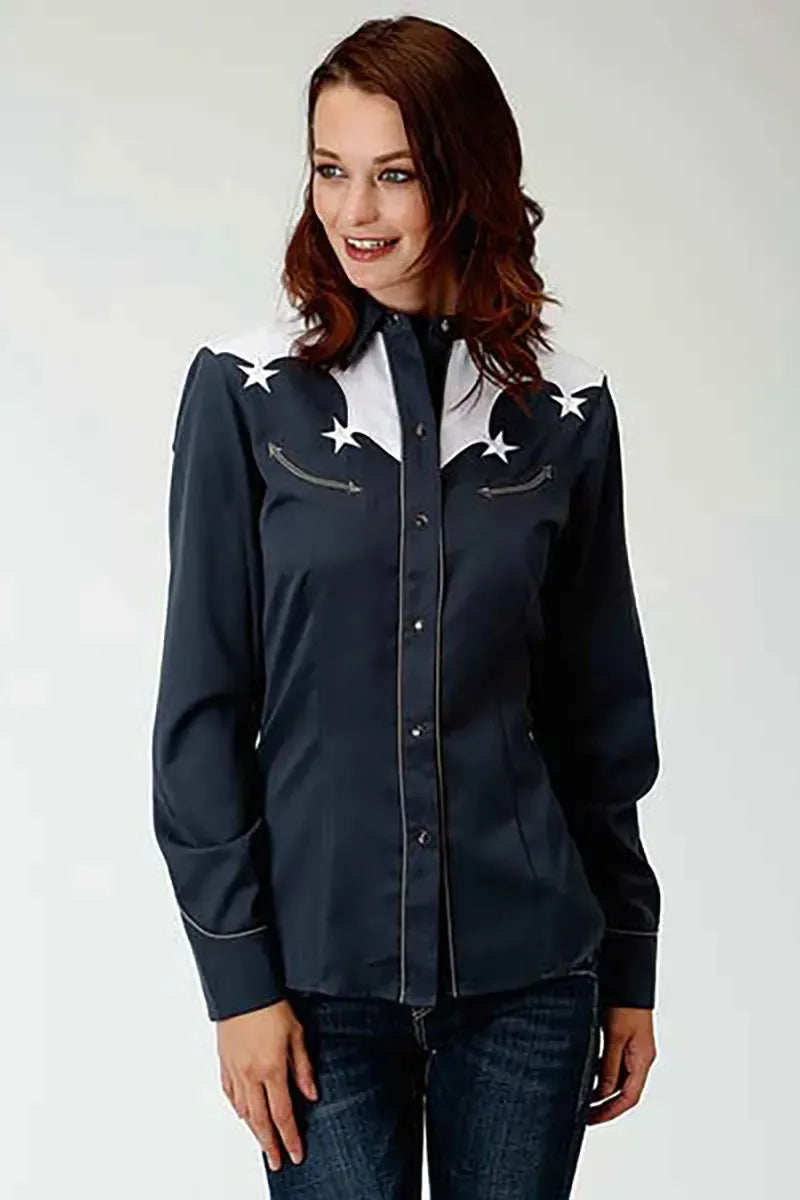 Roper American Star Snap (Blue) - Women's Shirt Navy