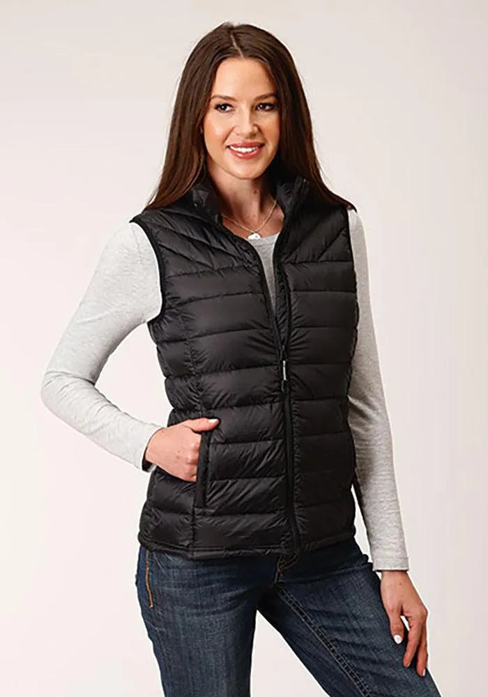 Roper Horizontal Quilted Down Vest (Black) - Women's Vest Black