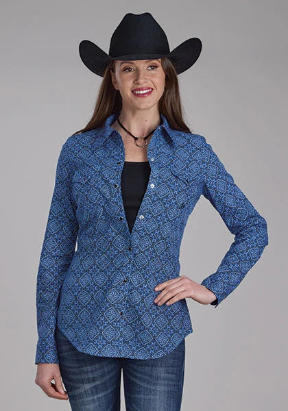 Roper 2251 Sapphire Ornamental (Blue) - Women's Western Shirt Blue