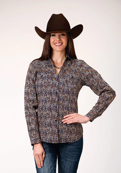 Roper 1841 Vintage Paisley (Brown) - Women's Western Shirt Brown