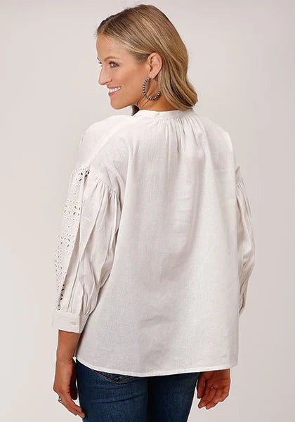 Roper 1599 3/4 Sleave (White) - Women's Western Blouse