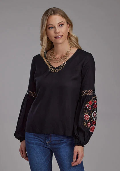 Roper 2190 Solid Rayon (Black) - Women's Western Blouse Black