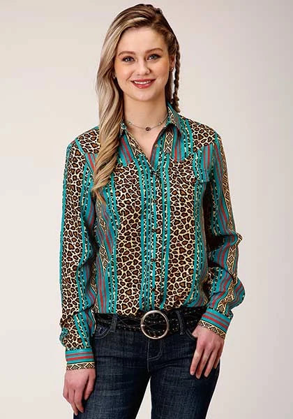 Roper 01418 Wild Stripe (Leopard) - Women's Western Blouse Leopard
