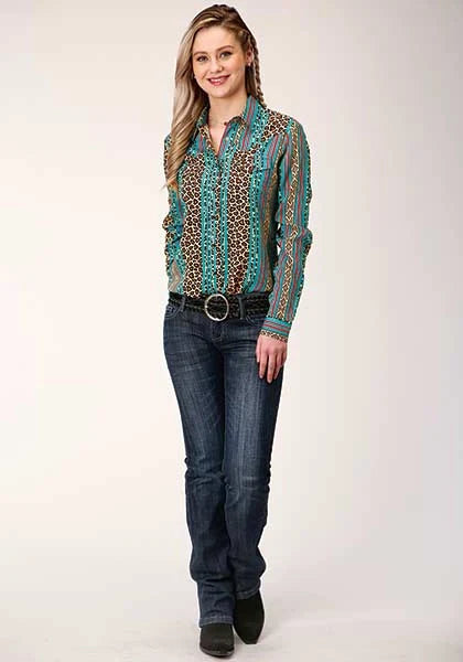Roper 01418 Wild Stripe (Leopard) - Women's Western Blouse