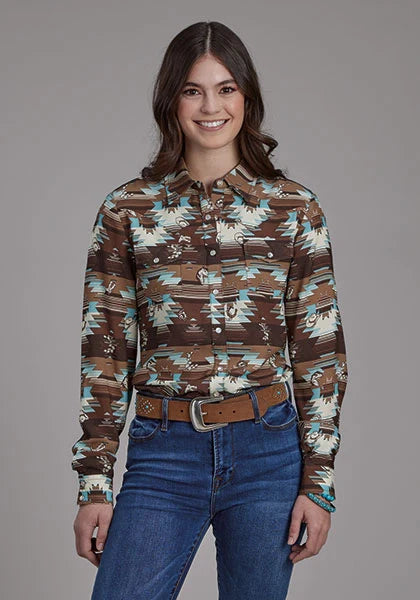 Roper 2201 Icon Aztec (Brown) - Women's Western Shirt Brown
