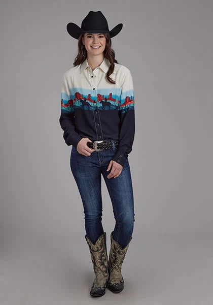Roper 2202 Western Border (Black) - Women's Western Shirt