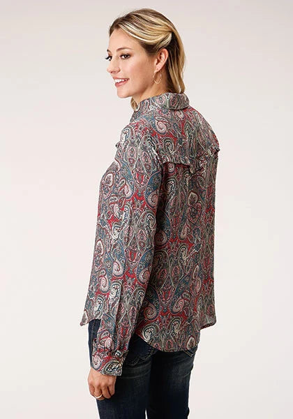Roper 1279 Sage Paisley (Multi) - Women's Western Blouse