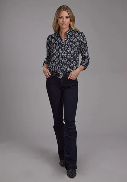 Roper 2133 Ikat Print (Black) - Women's Western Blouse