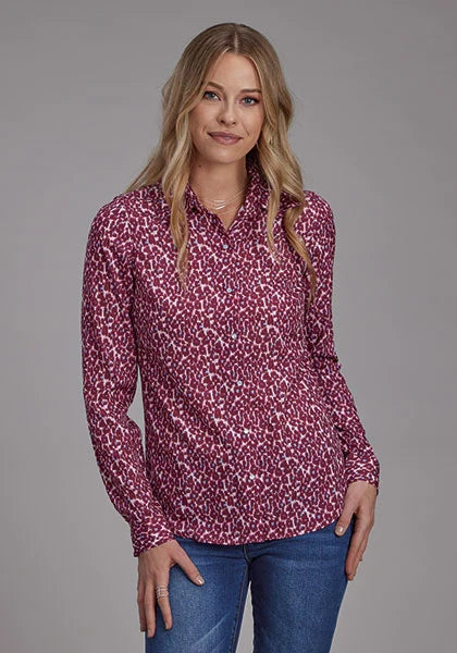 Roper 2134 Wild Wine Print (Leopard) - Women's Western Blouse Leopard