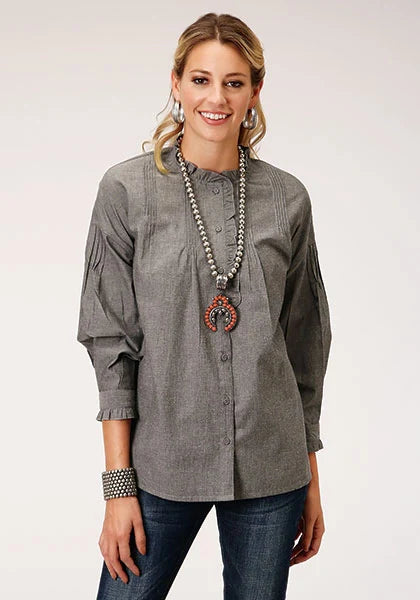 Roper 1282 Cotton Melange (Grey) - Women's Western Blouse Grey