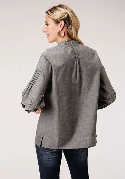 Roper 1282 Cotton Melange (Grey) - Women's Western Blouse