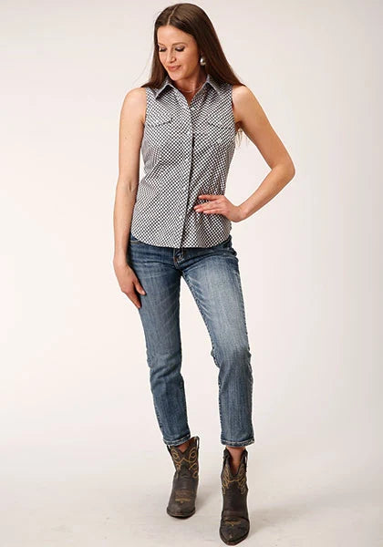 Roper 1460 Diamond Star Geo (Grey) - Women's Sleeveless Shirt