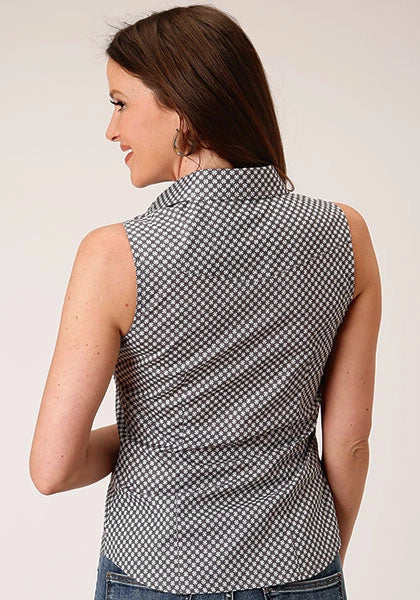 Roper 1460 Diamond Star Geo (Grey) - Women's Sleeveless Shirt