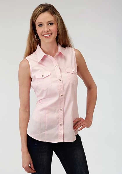 Roper Solid Poplin (Pink) - Women's Sleeveless Shirt Pink