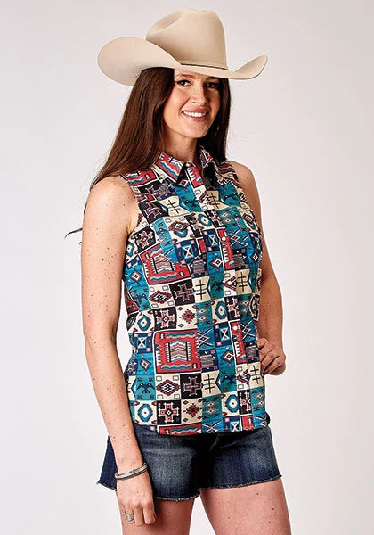 Roper 1909 Vintage Patchwork (Multi) - Women's Sleeveless Shirt Multi