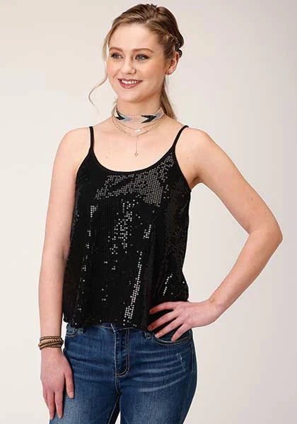 Roper 1419 Solid Sequined (Black) - Women's Tank Top Black