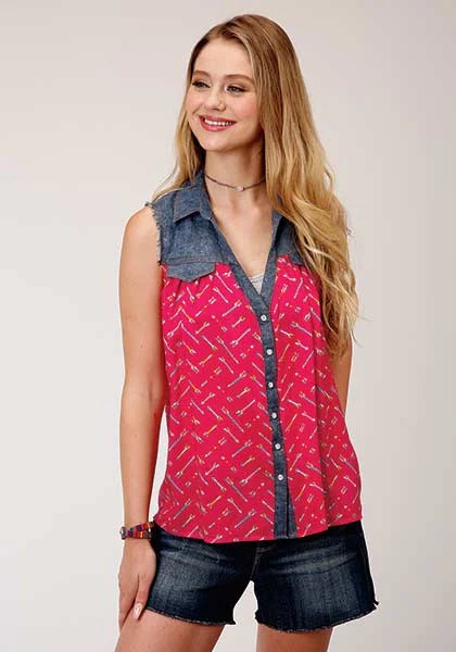 Roper 00164 Arrow Print (Red) - Women's Sleeveless Shirt Red