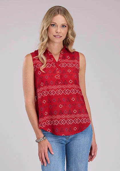 Roper 0000 Aztec (Red) - Women's Sleeveless Shirt Red