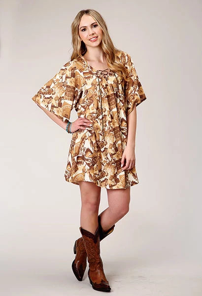 Roper 1777 Collage Print (Brown) - Women's Dress Brown