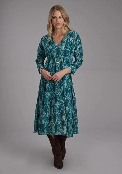 Roper 2135 Feather Print (Teal) - Women's Dress Teal