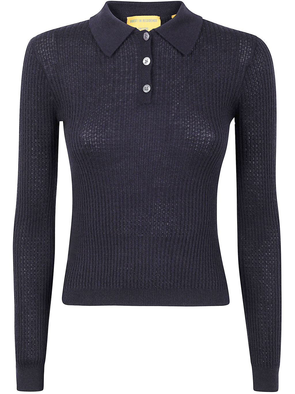 Guest In Residence Women Long Sleeves "Shrunken" Cashmere Polo Shirt