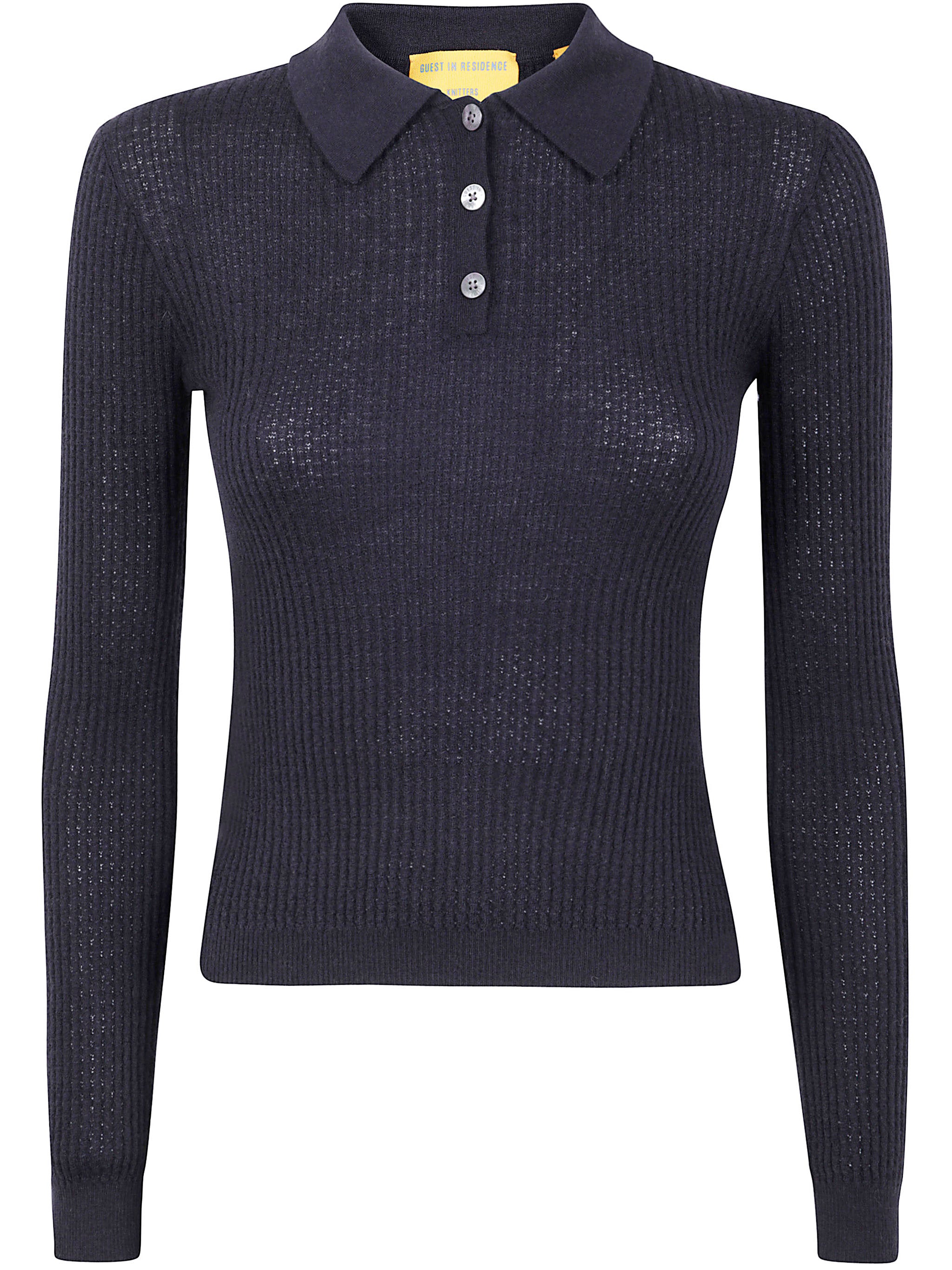 Guest In Residence Women Long Sleeves "Shrunken" Cashmere Polo Shirt